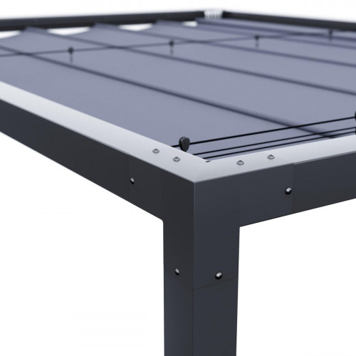 Pérgola de aluminio adosada con toldo NATERIAL de 350 x 260 cm negro