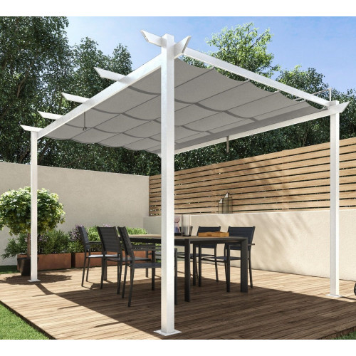 Pérgola de aluminio con toldo NATERIAL Omega de 285 x 400 cm blanco