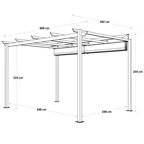 Pérgola de aluminio con toldo NATERIAL Omega de 285 x 400 cm blanco