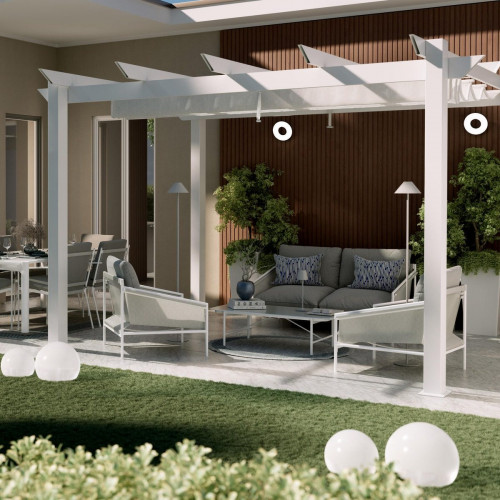 Pérgola de aluminio con toldo NATERIAL Omega de 285 x 400 cm blanco