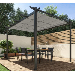 Pérgola de aluminio con toldo NATERIAL Omega de 400 x 282 cm gris