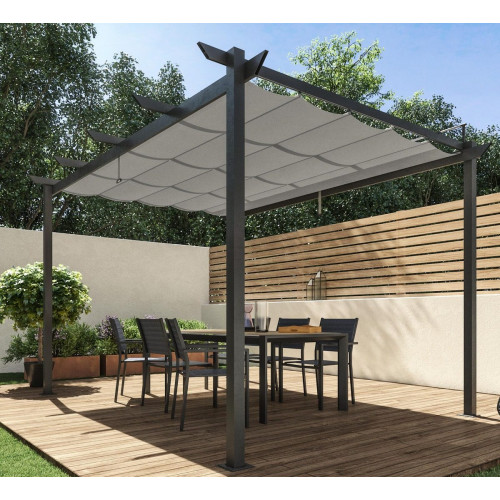 Pérgola de aluminio con toldo NATERIAL Omega de 400 x 282 cm gris