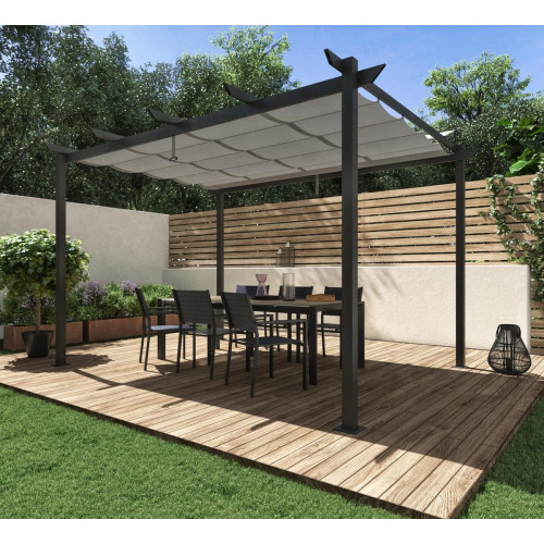 Pérgola de aluminio con toldo NATERIAL Omega de 400 x 282 cm gris