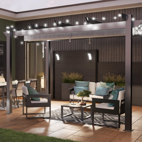 Pérgola de aluminio con toldo NATERIAL Omega de 400 x 282 cm gris