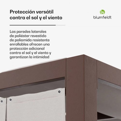 Pérgola de tela Blumfeldt Shade Cove 3x3m paredes laterales con recubrimiento de polvo resistente a la intemperie
