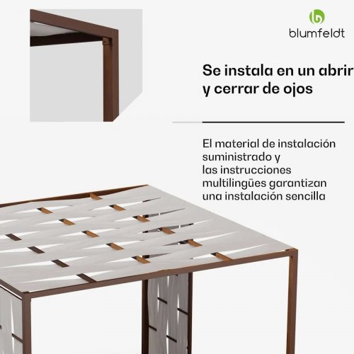 Pérgola de tela Blumfeldt Shade Cove 3x3m paredes laterales con recubrimiento de polvo resistente a la intemperie