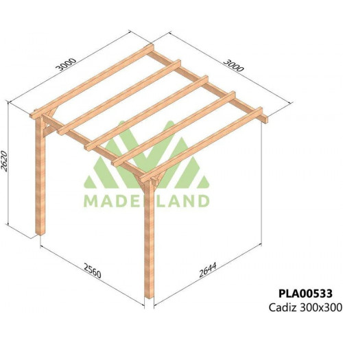Pérgola laminada Adosada de Madera Cádiz Maderland