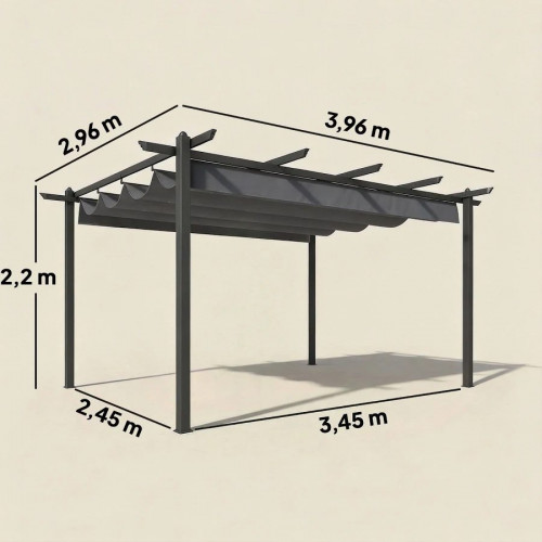 Pérgola Outsunny 396x296x220 cm
