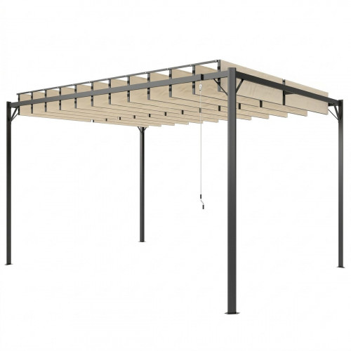 Pérgola Outsunny Metal, Poliéster Crema 404x304x240 cm