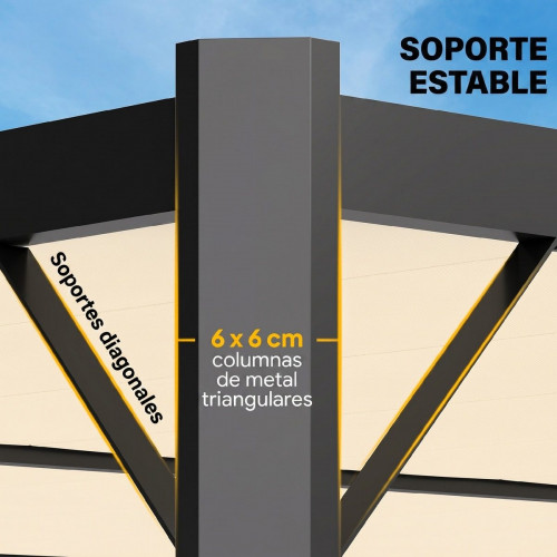 Pérgola Outsunny Metal, Poliéster Crema 404x304x240 cm