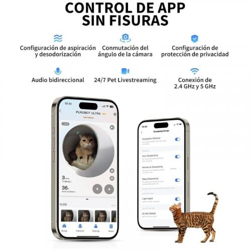 PETKIT Purobot Ultra Arenero Autolimpiable 70 L con App y Cámara IA 10 kg