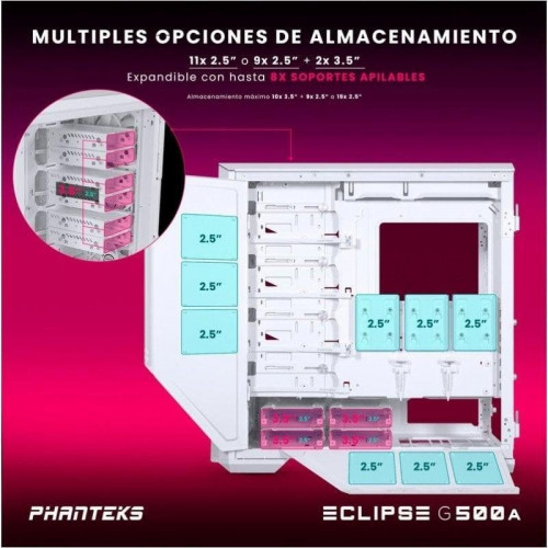 Phanteks Eclipse G500A DRGB Mid Tower Cristal Templado USB 3.0 Blanca
