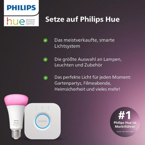 Philips Hue White & Color Ambiance Starterset 3xE27 + Bridge + 1 Dim Switches (929002468804)