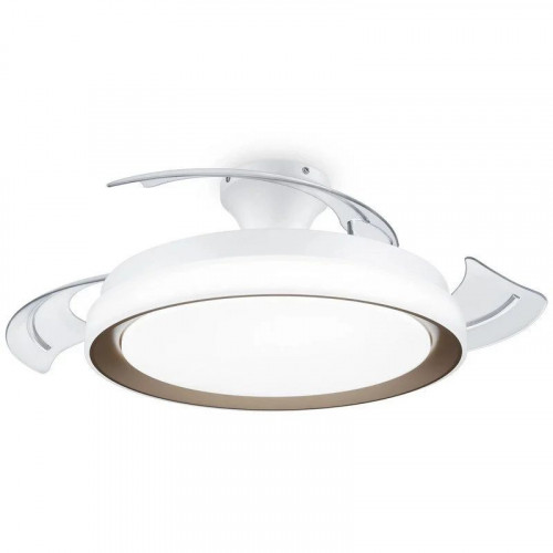 Philips Luz LED y Ventilador de Techo Retráctil Blanco/Dorado con Aspas Transparentes