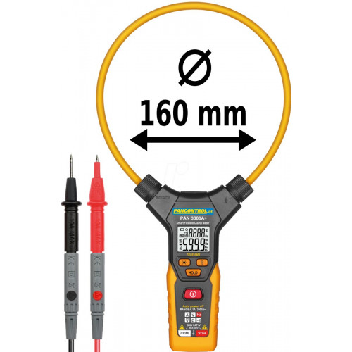 Pinza amperimétrica, digital, CA, hasta 3000 a, TRMS