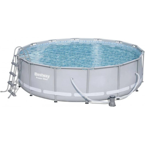 Piscina Desmontable Tubular Bestway Power Steel Diseño Rattan 488x122 cm Depuradora de Arena de 5.678 Litros/h