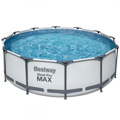 Piscina tubular de acero gris redonda ø 3.66x1 m con depuradora de cartucho y escalera de seguridad BESTWAY