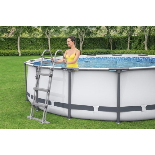 Piscina tubular de acero gris redonda ø 3.66x1 m con depuradora de cartucho y escalera de seguridad BESTWAY