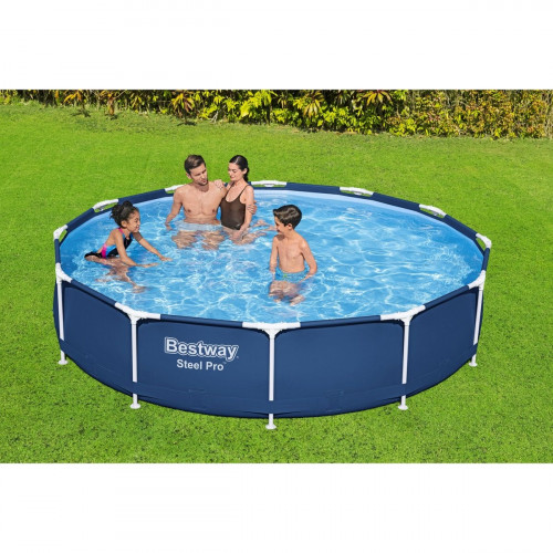 Piscina tubular de PVC gris redonda ø 3.66x0.76 m con depuradora de cartucho BESTWAY