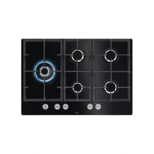 Placa de gas AEG con 5 quemadores - HKB75820NB Cristal negro