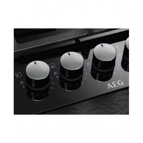 Placa de gas AEG con 5 quemadores - HKB75820NB Cristal negro