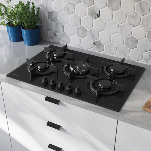 Placa de gas Balay, 75 cm, GasStop, Negro - 3ETG676RB Negro