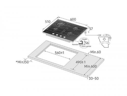 Placa de Gas Samsung NA64H3010AK