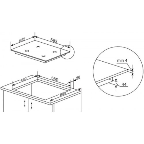 Placa de Inducción Amica DI 6410 PPB 52 cm 59.2 cm 3700 W