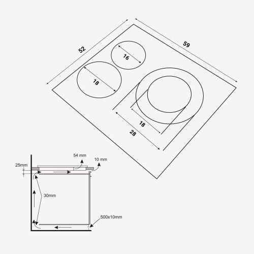 Placa de inducción Fagor de 60 cm, con 3 zonas de cocción - 3IF-305BC Negro