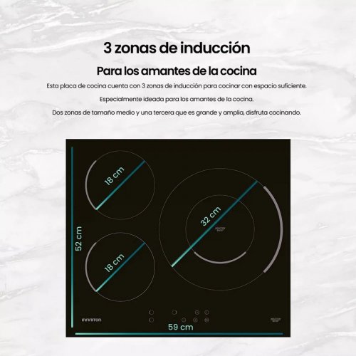 Placa de inducción Infiniton IND3BK8G32 3 Zonas