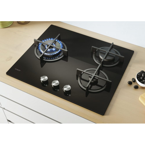 Placa gas Candy 3 quemadores - CSG63B4PB Cristal negro