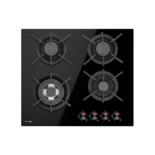 Placa gas Fagor con 4 quemadores - 3CFI-4GLSPB Cristal negro
