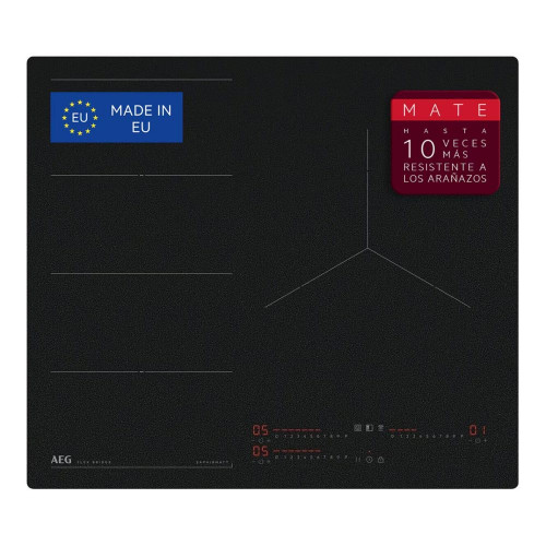Placa Inducción AEG 60 cm Mate, 3 zonas, Flexipuente, Mate, Antiarañazos, Serie 6000 - TI63IF00IZ Negro mate