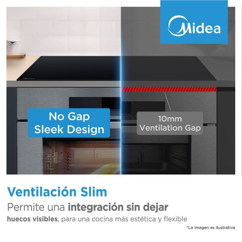 Placa Induccion MIDEA 3 zonas con tecnología Inverter Quattro - MIH740T278K0 Negro
