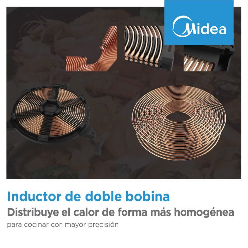 Placa Induccion MIDEA 3 zonas con tecnología Inverter Quattro - MIH740T278K0 Negro