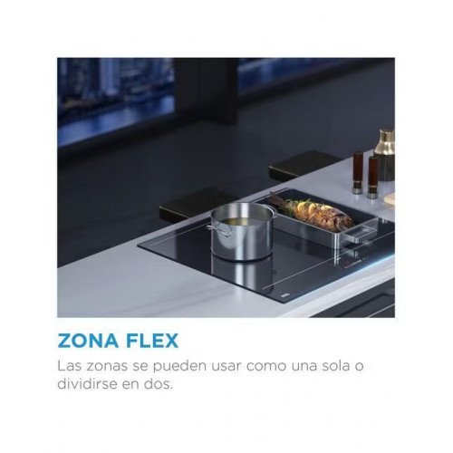 Placa inducción Midea con 3 zonas de cocción, zona Gigante - MIH740T463K0 Cristal negro