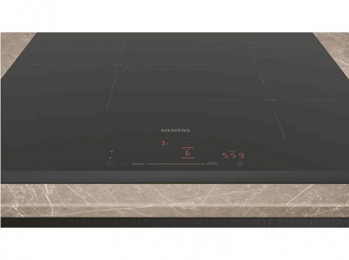 Placa inducción - Siemens EH631HDC1E, 3 zonas, Zona grande 32 cm, Conexión Placa Campana, Home Connect, 60 cm, Negro