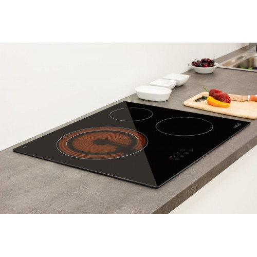 Placa vitrocerámica CATA TDHN 603 con 3 zonas de cocción zona grande de 27cm 5400 W negro 60cm
