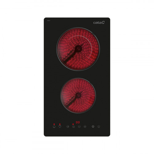 Placa vitrocerámica CATA THD 3002 BK con 2 zonas de cocción zona grande de 18cm 3200 W negro 30cm