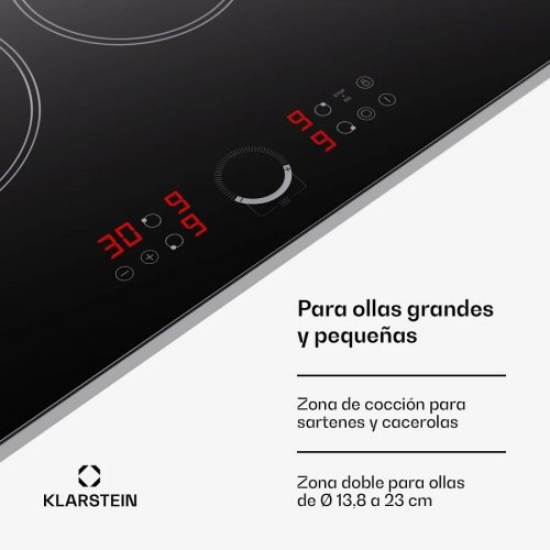 Placa vitrocerámica Klarstein Virtuosa 90 Slim 6400 W Dual