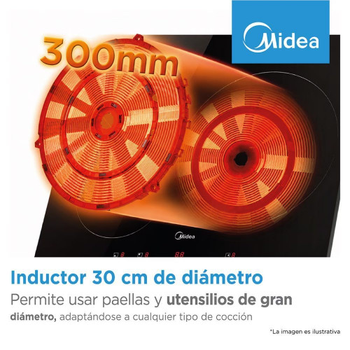 Placa Vitroceramica Midea con 3 zonas de cocción - MCH522T219K0 Negro