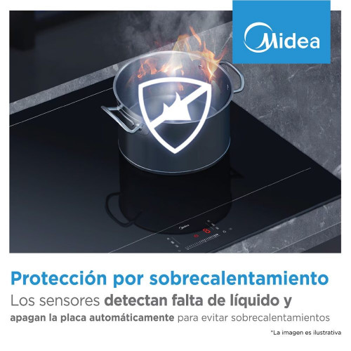 Placa Vitroceramica Midea con 3 zonas de cocción - MCH522T219K0 Negro