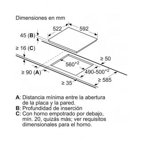 Placa vitrocerámica Siemens 3 zonas de cocción - ET61RBKB8E Negro