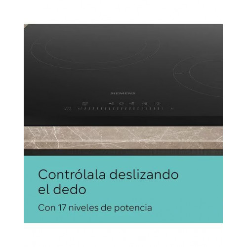 Placa vitrocerámica Siemens 3 zonas de cocción - ET631FKP8E Negro
