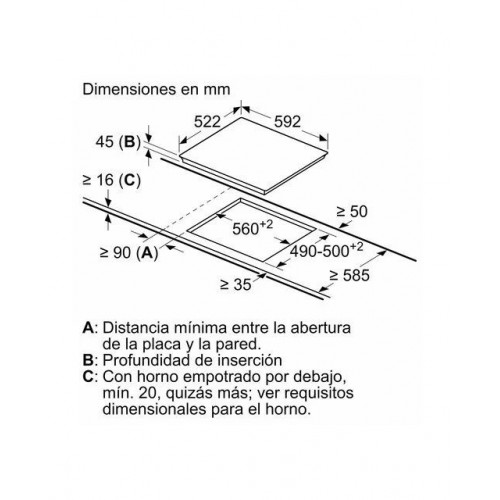 Placa vitrocerámica Siemens 3 zonas de cocción - ET631FKP8E Negro