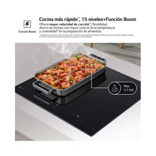 Placas de inducción LG con 1 zona 28 cm + 1 zona flex, 59 cm - CBIZ2432B Negro
