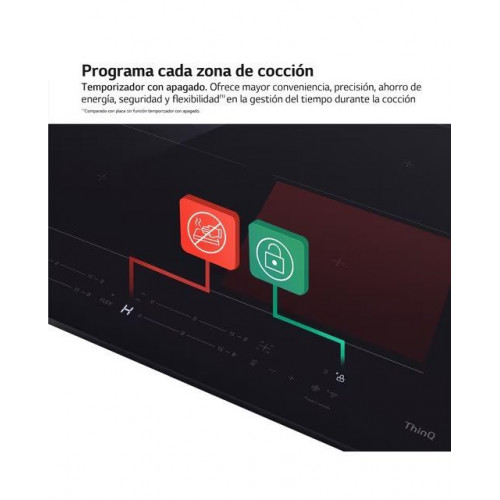 Placas de inducción LG con 1 zona 28 cm + 1 zona flex, 59 cm - CBIZ2432B Negro