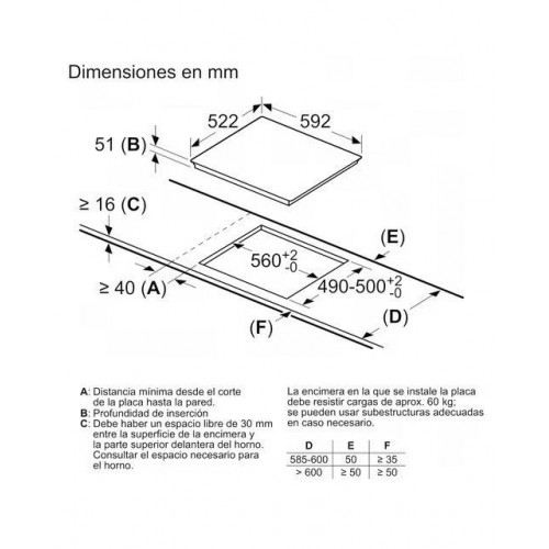 Placas de inducción Siemens 3 zonas de cocción - EU63KBJB5E Negro