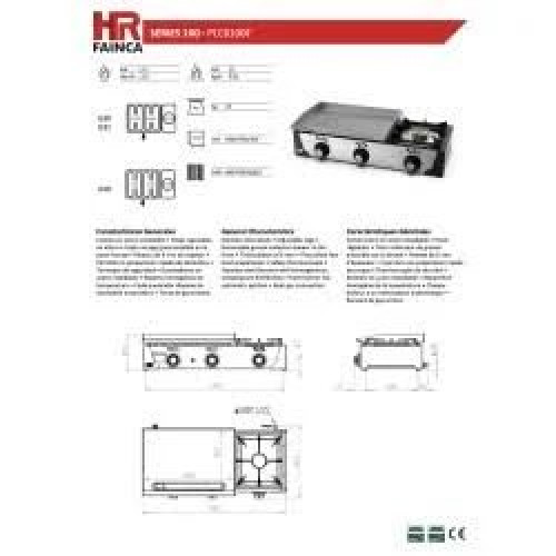 Plancha a gas 93cms económica placa 60 cms y 6mm con fogón PLC6100F