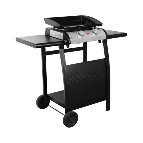 Plancha de gas de 2 quemadores 5kw con carrito y estante